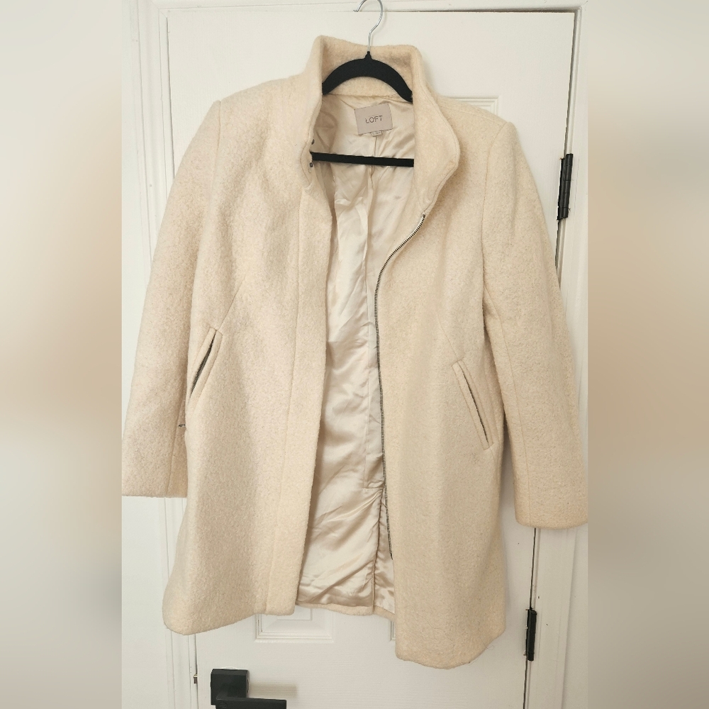 LOFT Cream/Textured Off-White Pea Coat